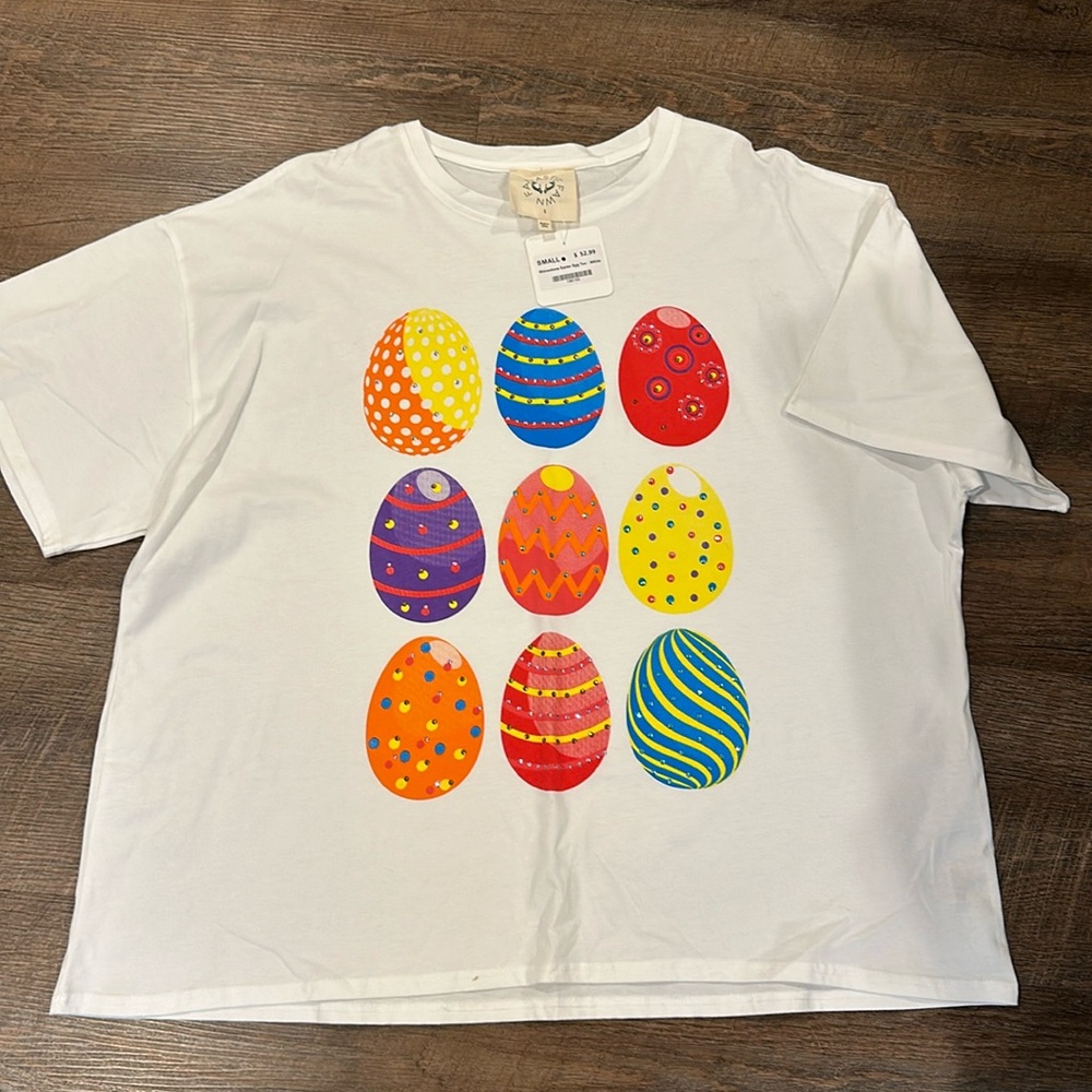 rhinestone easter egg tee- small new with tags